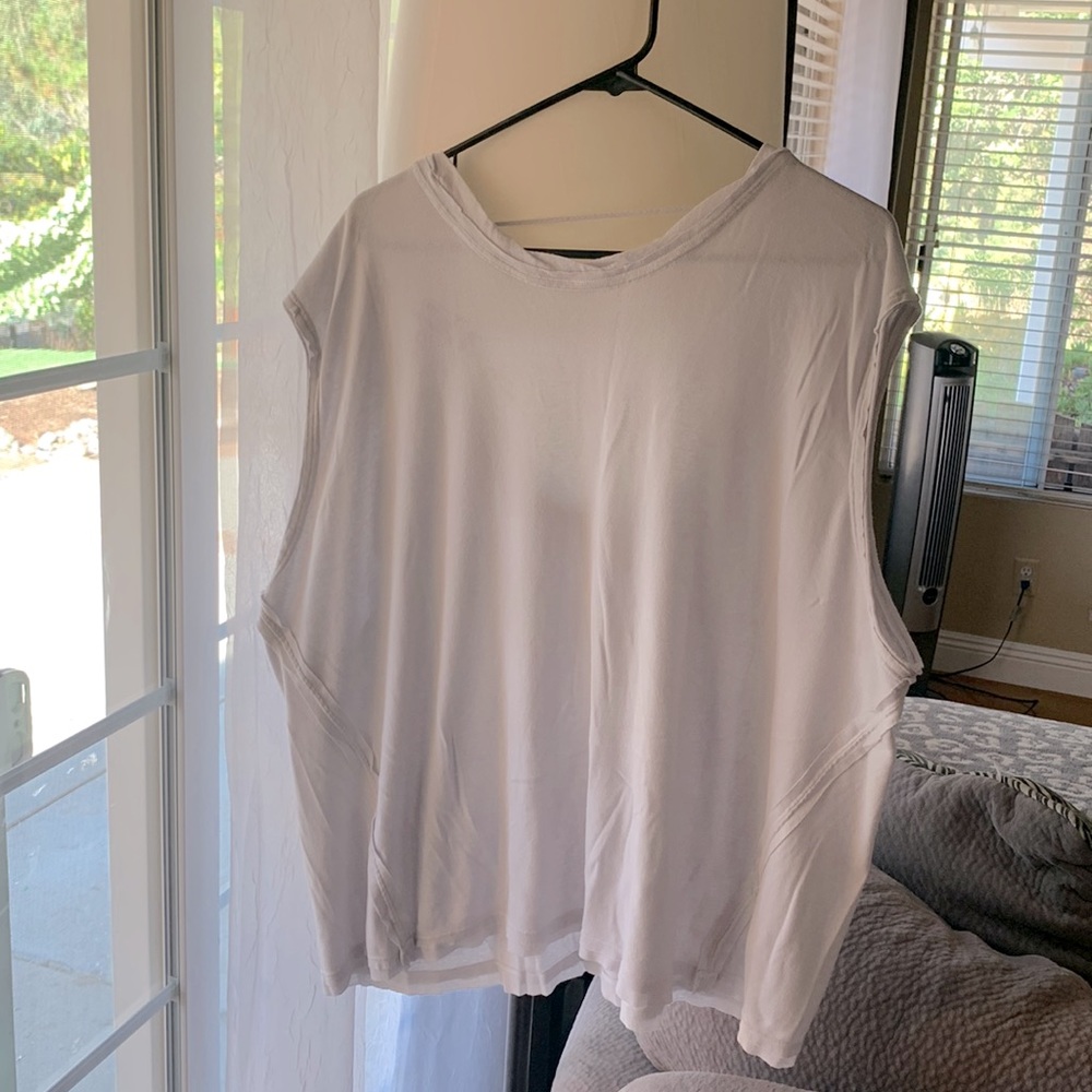 Free People, white tee, open back, white, size small